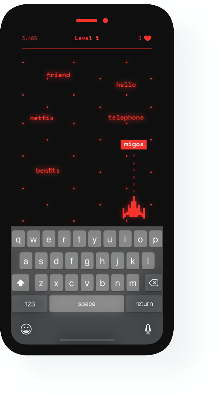 Text Invaders app screenshot